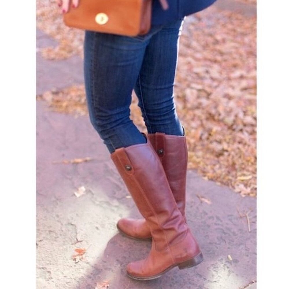 Frye Melissa Button Cognac Leather Classic Boot